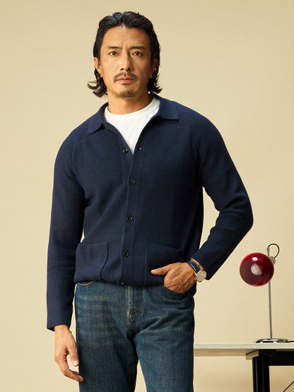 SOARIN英式绅装polo领针织开衫男 冬季轻奢感休闲商务毛衣外套