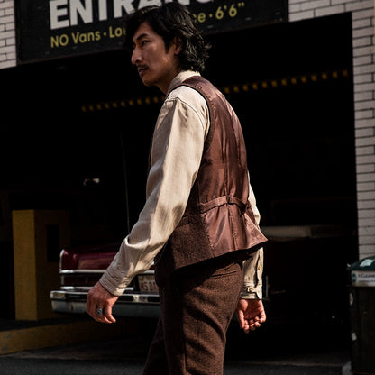 SOARIN复古英伦粗花呢西装马甲男 羊毛呢人字纹婚礼西服马夹背心