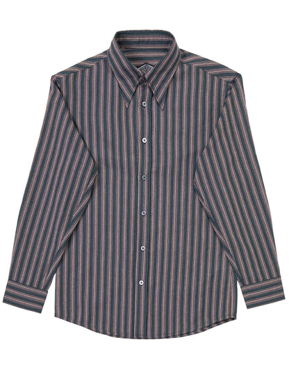 SOARIN英伦风复古粗条纹长袖衬衫男 尖领商务休闲修身西装衬衣