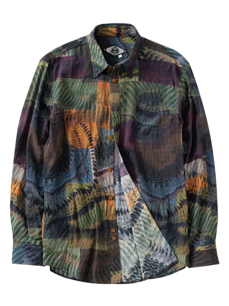 SOARIN Ethnic Vintage Relaxed Fit Cotton Viscose Blend Printed Shirt   JITZ2521C421