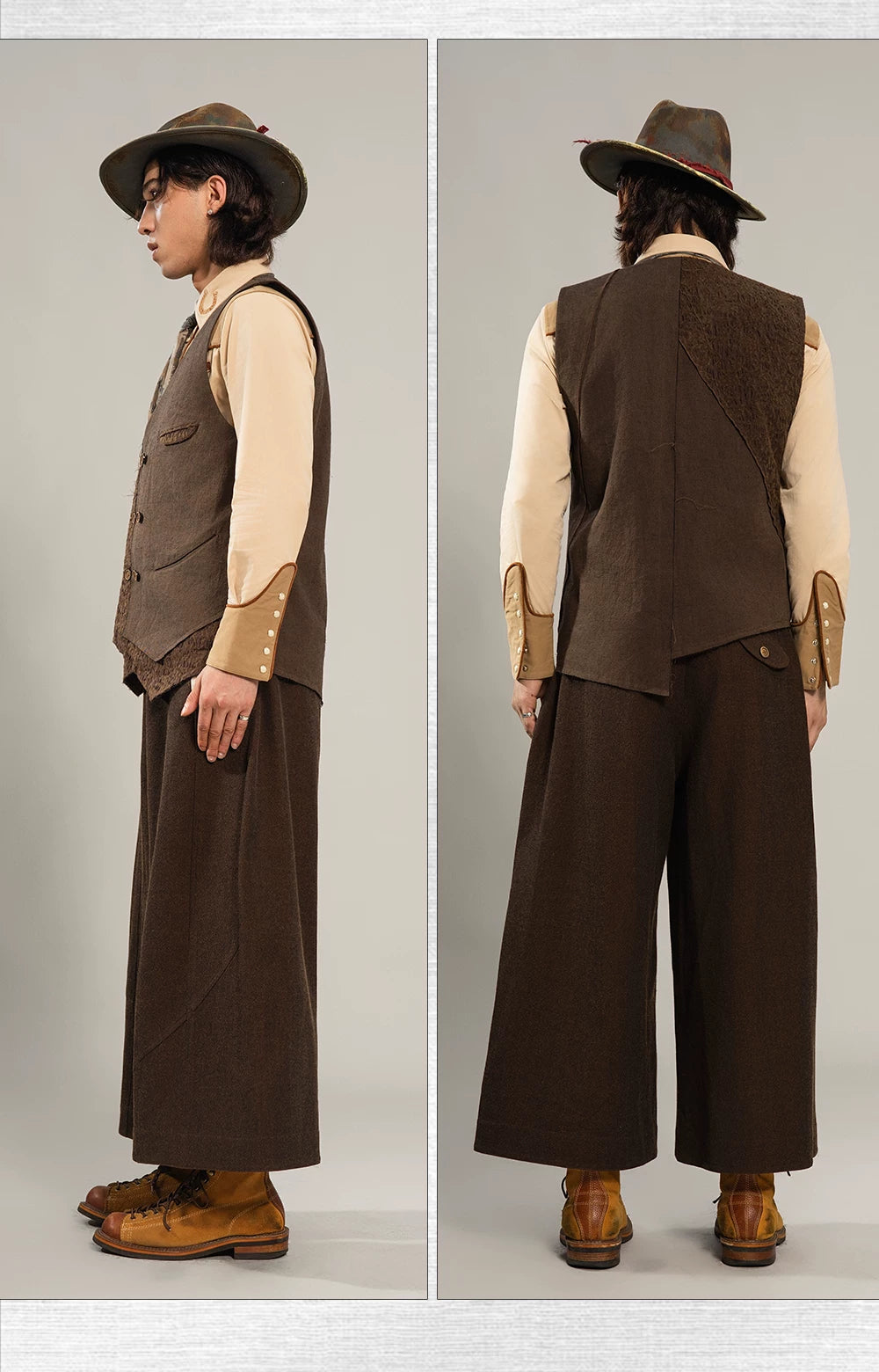 SOARIN Gai Yu Xia Series Tailored Slim Fit Cotton Linen Blend Asymmetric Vest DCZ253TB105