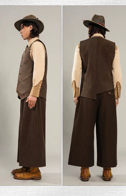 SOARIN Gai Yu Xia Series Tailored Slim Fit Cotton Linen Blend Asymmetric Vest DCZ253TB105