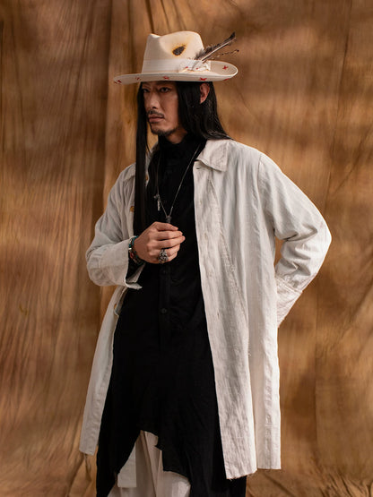 SOARIN WORLD GAI YU XIA Series Loose Fit Long Shirt Jacquard Linen Cotton Blend Long Sleeve Shirt DCZ233TC151
