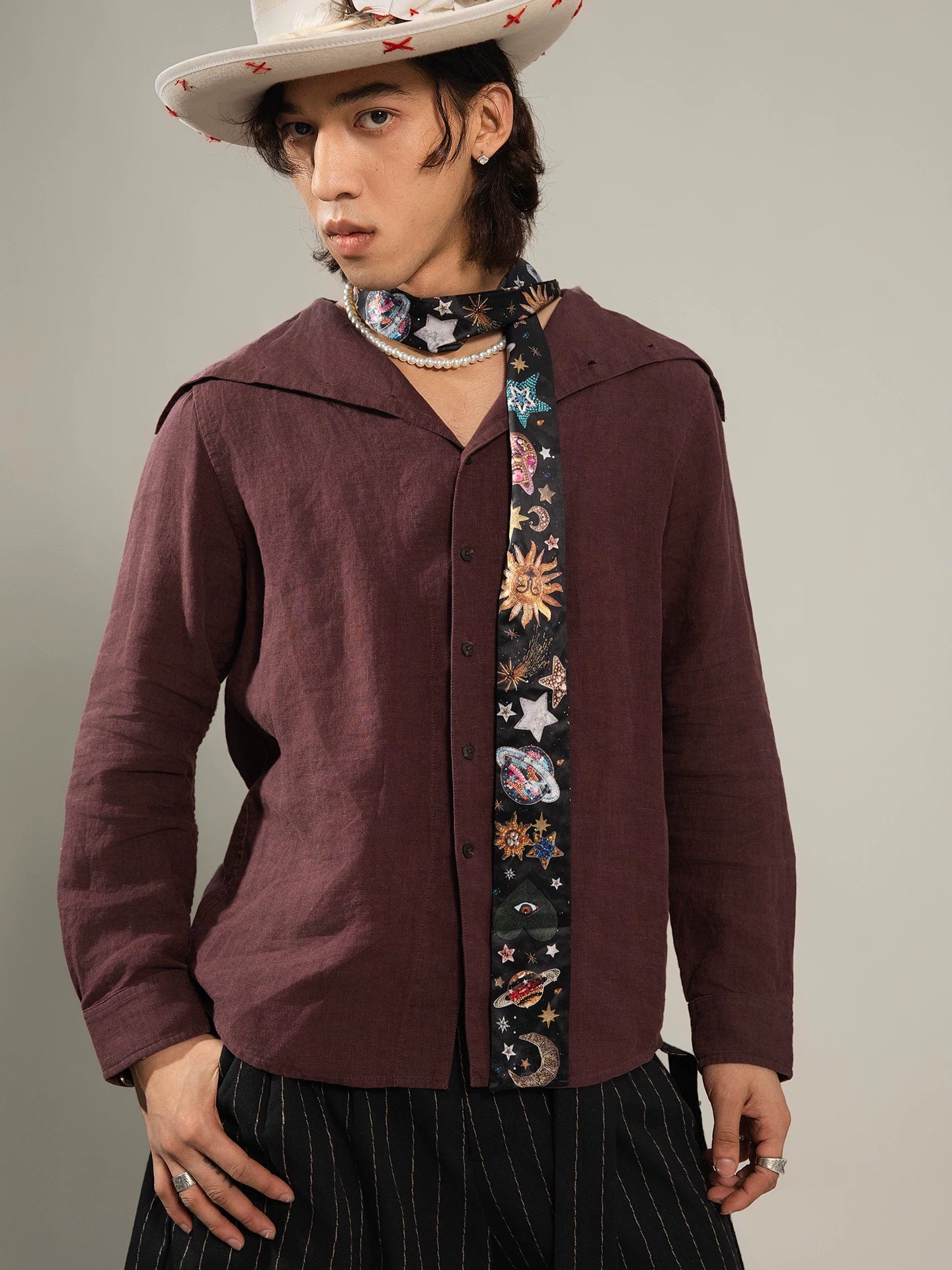 SOARIN Artisanal Vintage Regular Fit Pure Linen Roll Neck Shirt  Z93C230