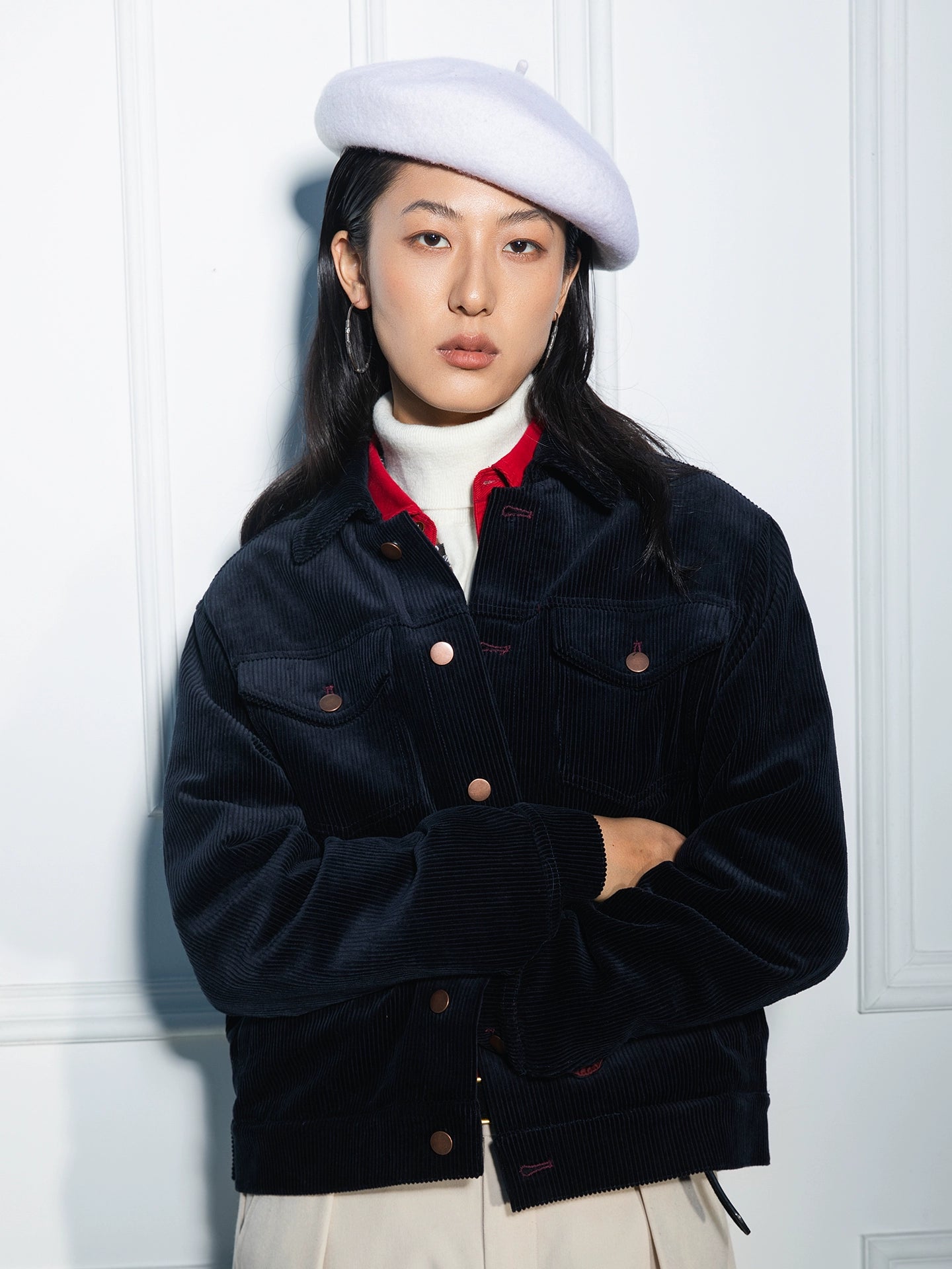 SOARIN美式复古灯芯绒夹克男 痞帅绅士翻领短款飞行员工装夹克潮