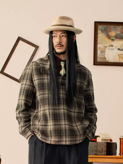 SOARIN Amekaji Regular Fit Wool Blend Plaid Hooded Jacket YBOZ243TW66