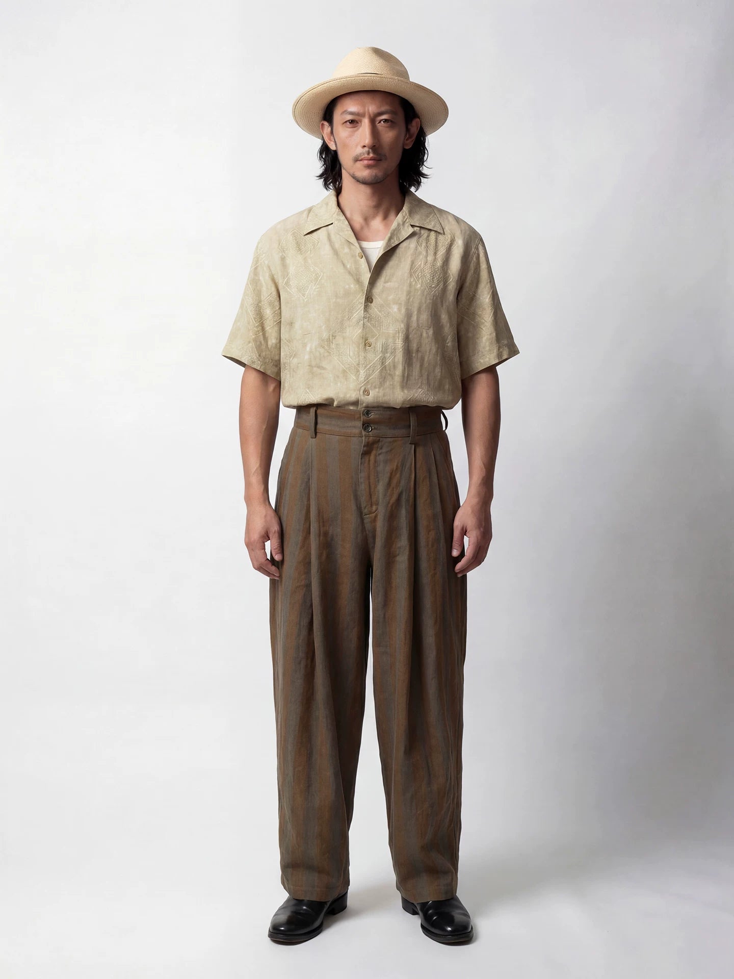 SOARIN Casual Vintage Regular Fit Linen Rayon Blend Short Sleeve Shirt JITZ262TC489