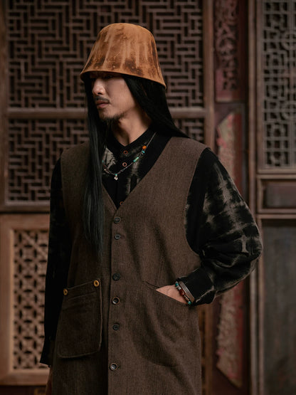 SOARIN WORLD gai yu xia Series Loose Silhouette Textured Fabric Long Vest DCZ243TB90