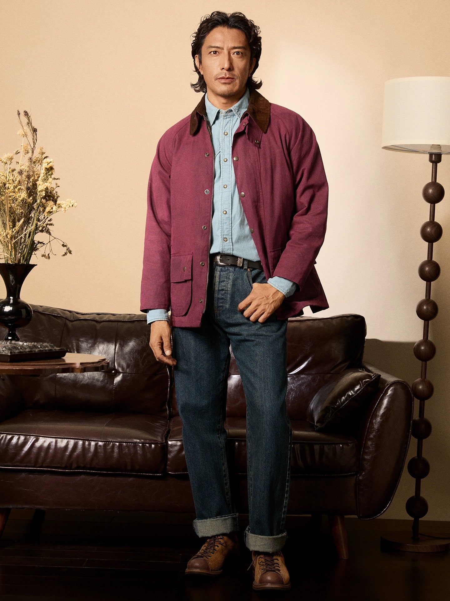 SOARIN复古美式工装油蜡布夹克男 重磅防风宽松猎装式机车服外套