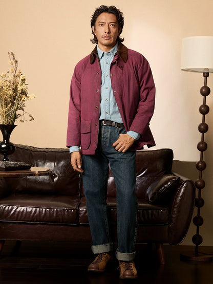 SOARIN复古美式工装油蜡布夹克男 重磅防风宽松猎装式机车服外套