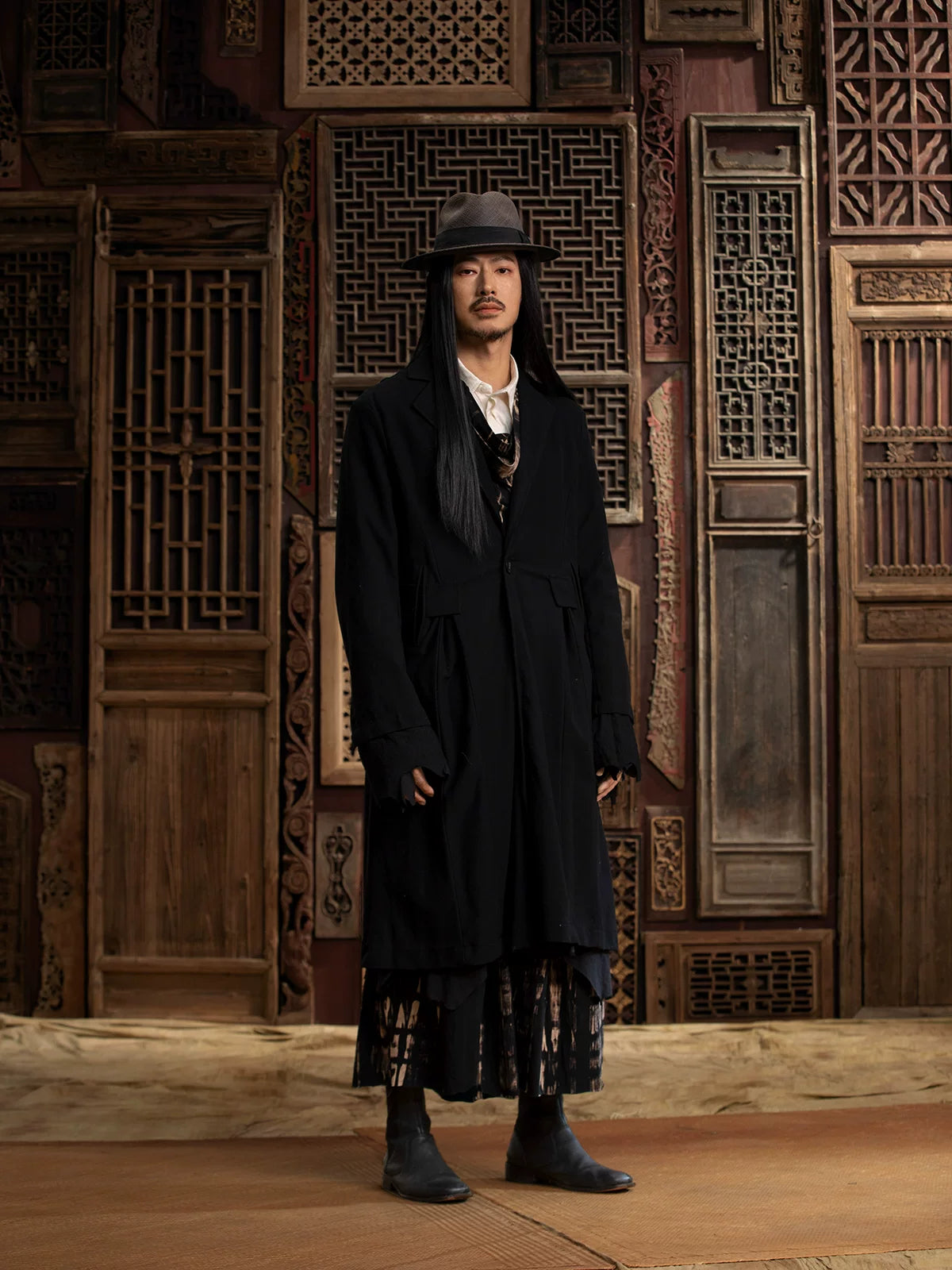 SOARIN WORLD gai yu xia Slim Fit Cotton and Wool Long Trench Coat DCZ233TDY01