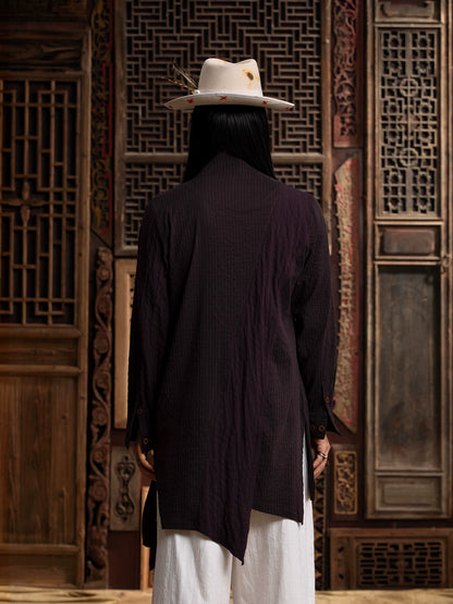 SOARIN WORLD Gai Yu Xia Series Loose Fit Dual Texture Fabric Fake Two Piece Long Shirt DCZ243TC362