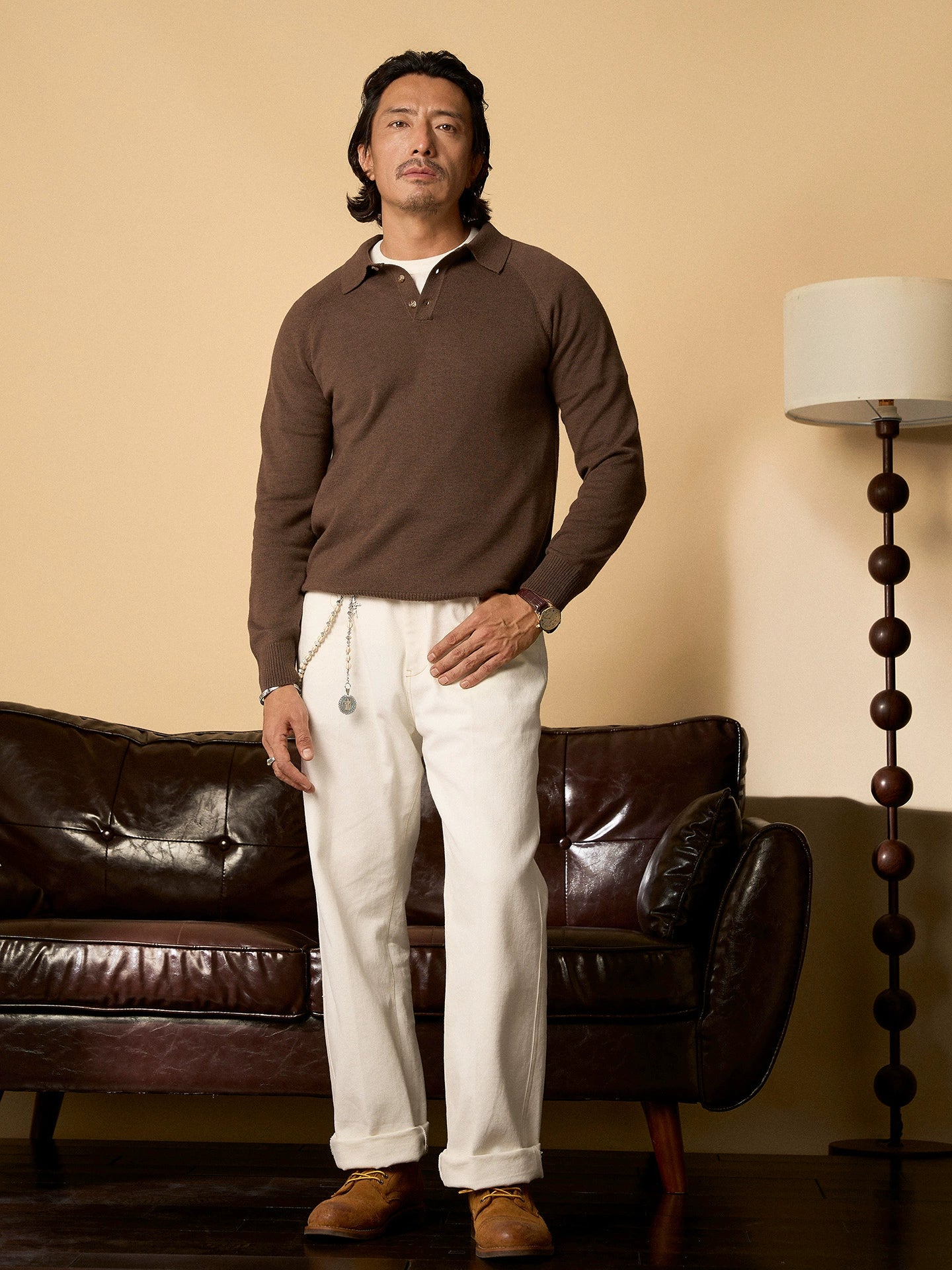 SOARIN英伦风复古polo长袖针织衫男 轻奢感翻领商务休闲套头毛衣