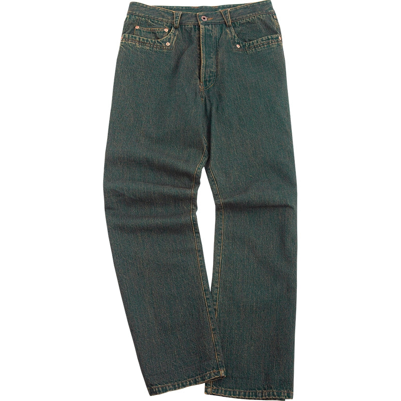 SOARIN复古美式牛仔裤男 阿美咔叽做旧感水洗赤耳丹宁直筒工装裤