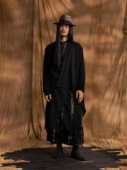 SOARIN WORLD gai yu xia Series Chinese Robe Wool Layered Long Shirt DCZ233TC145