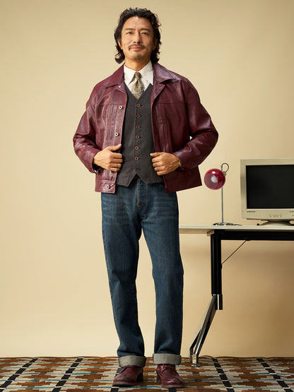 SOARIN美式复古机车风皮衣夹克 阿美咔叽休闲翻领飞行员短款外套