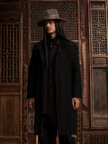 SOARIN Gai Yu Xia Series Straight Crinkled Textured Trench Coat DC243TDY42