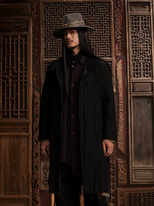SOARIN Gai Yu Xia Series Straight Crinkled Textured Trench Coat DC243TDY42