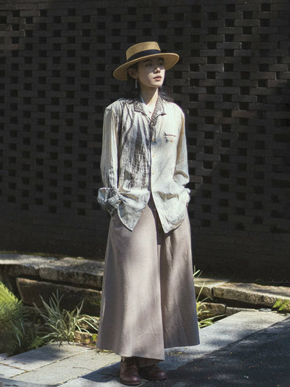 SOARIN WORLD Gai Yu Xia Avant-Garde Minimalist Wide-Leg Linen-Blend Culottes Z203F372