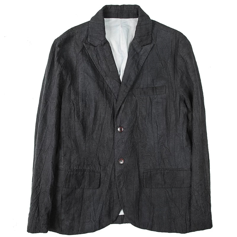 SOARIN Casual Vintage Regular Fit Ramie Cotton Wrinkled Blazer Z93XZ211