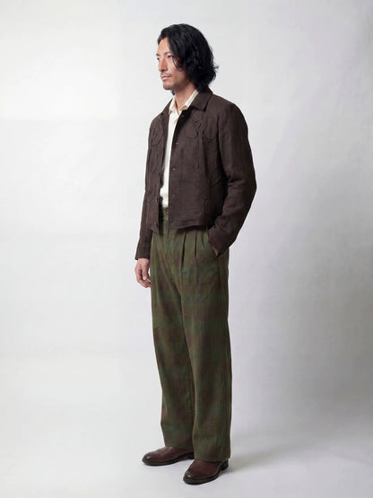 SOARIN Avant-Garde Vintage Boxy Fit Lyocell Linen Blend Distressed Jacket YBOZ262TJ114