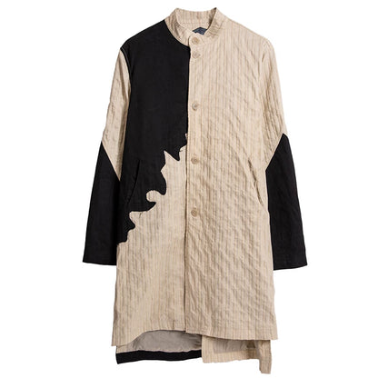SOARIN WORLD Neo-Oriental Heritage Loose Fit Mandarin Collar Long Coat Cotton Blend Long Coat Z223DY502