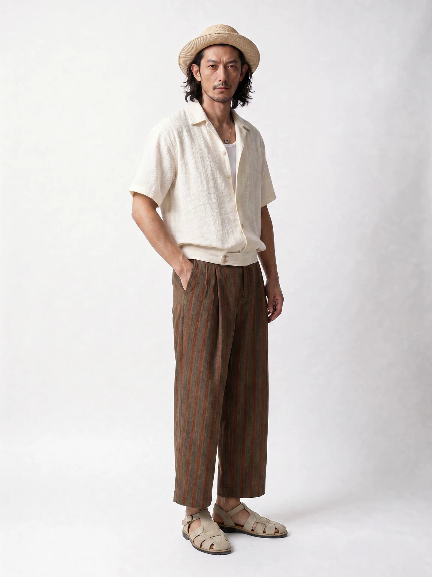SOARIN Casual Vintage Regular Fit Cotton Linen Blend Short Sleeve Shirt YAOZ262TC525K