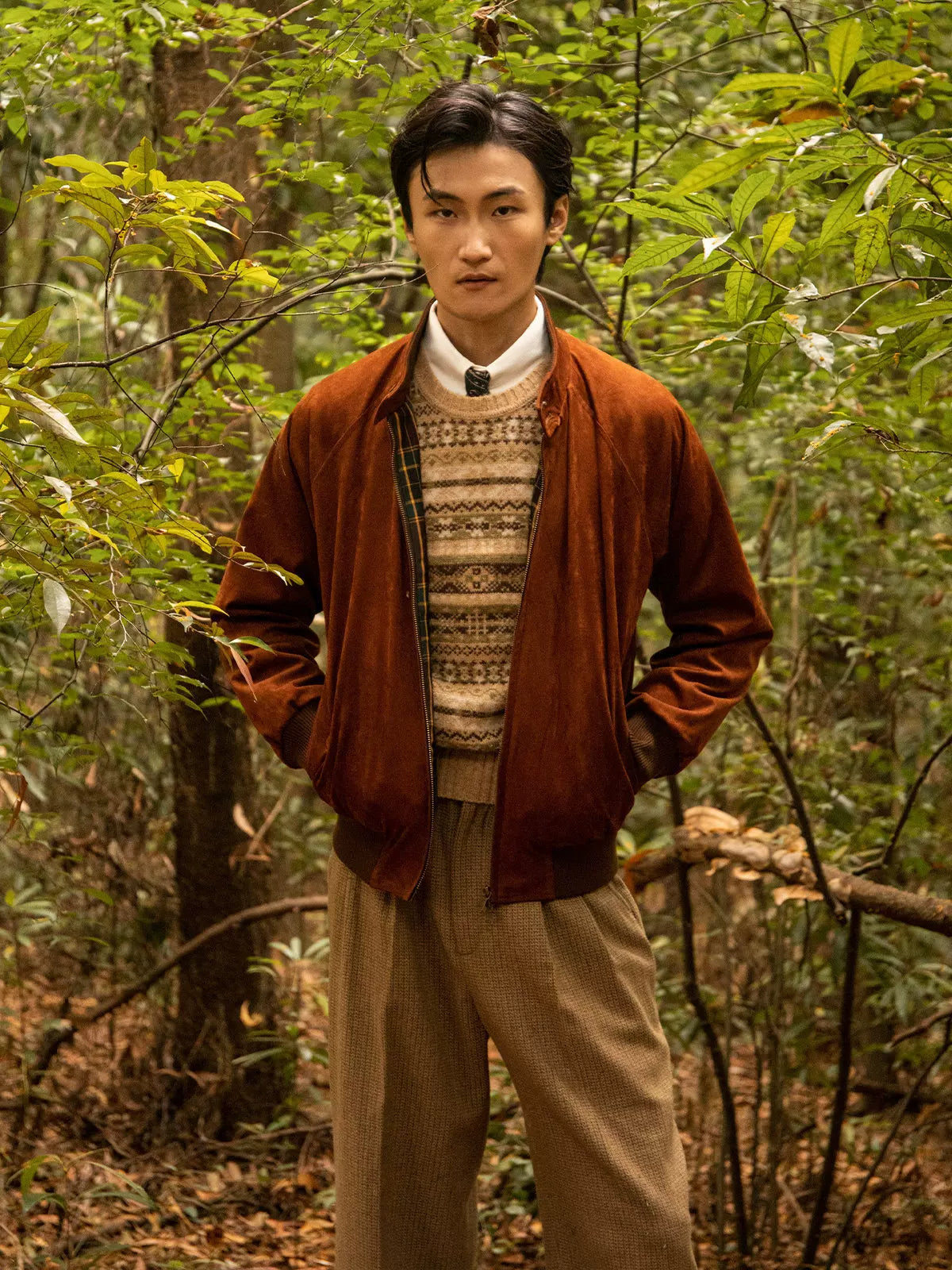SOARIN Vintage Casual Loose Fit Faux Suede Harrington Jacket JUKZ24310J85
