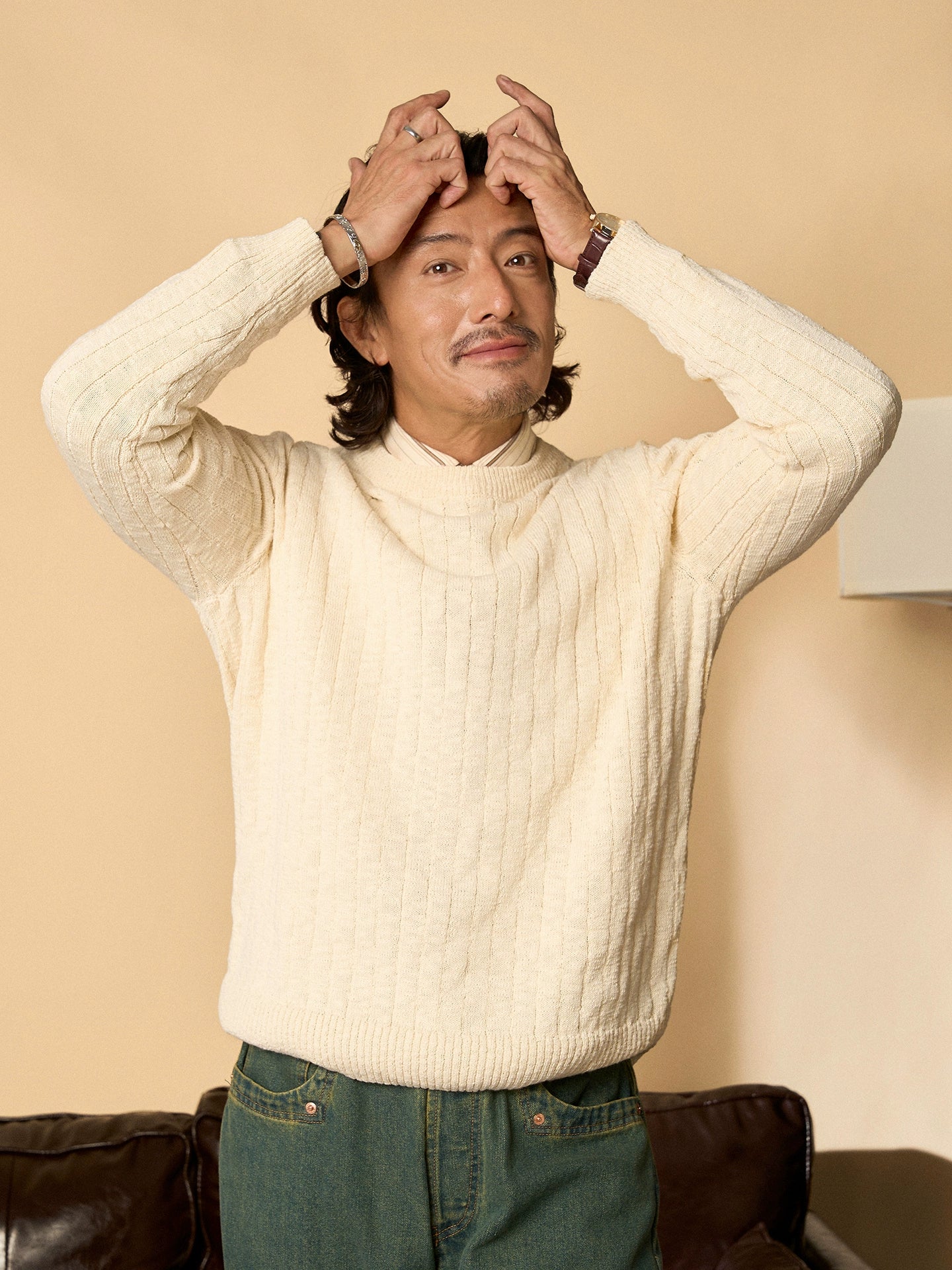 【双色】SOARIN英式绅装立体绞花长袖针织衫男 冬季保暖打底毛衣