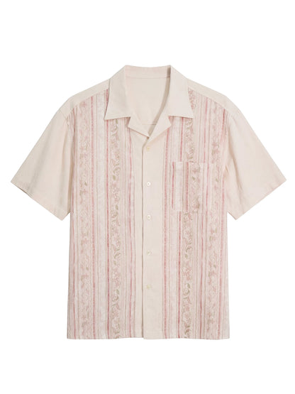 SOARIN Casual Vintage Regular Fit Linen Rayon Blend Short Sleeve Shirt JITZ2626C480