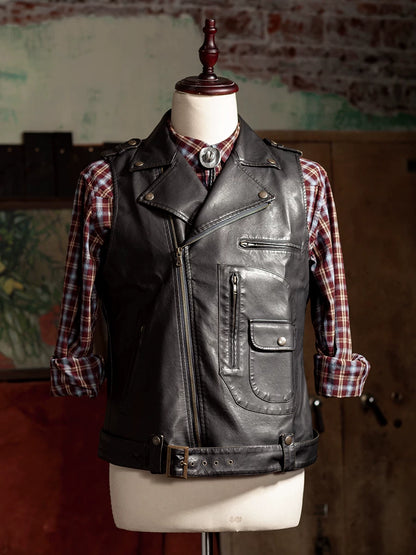 SOARIN Avant-Garde Punk Slim Fit Faux Leather Vest YLZ2331B45
