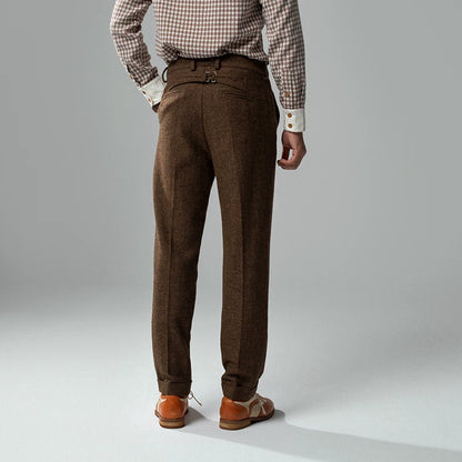 SOARIN British Vintage Tapered Fit Herringbone Wool Trousers  Z83F24