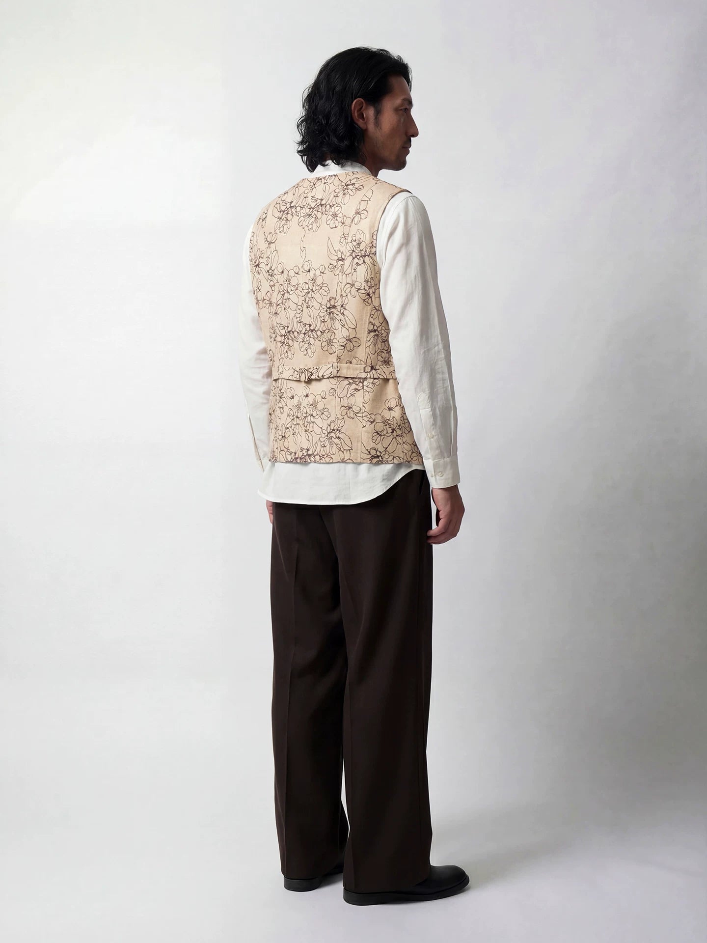 SOARIN Amekaji Vintage Relaxed Fit Regenerated Cellulose Linen Blend Stripe Collarless Jacket  PPZ262TB109