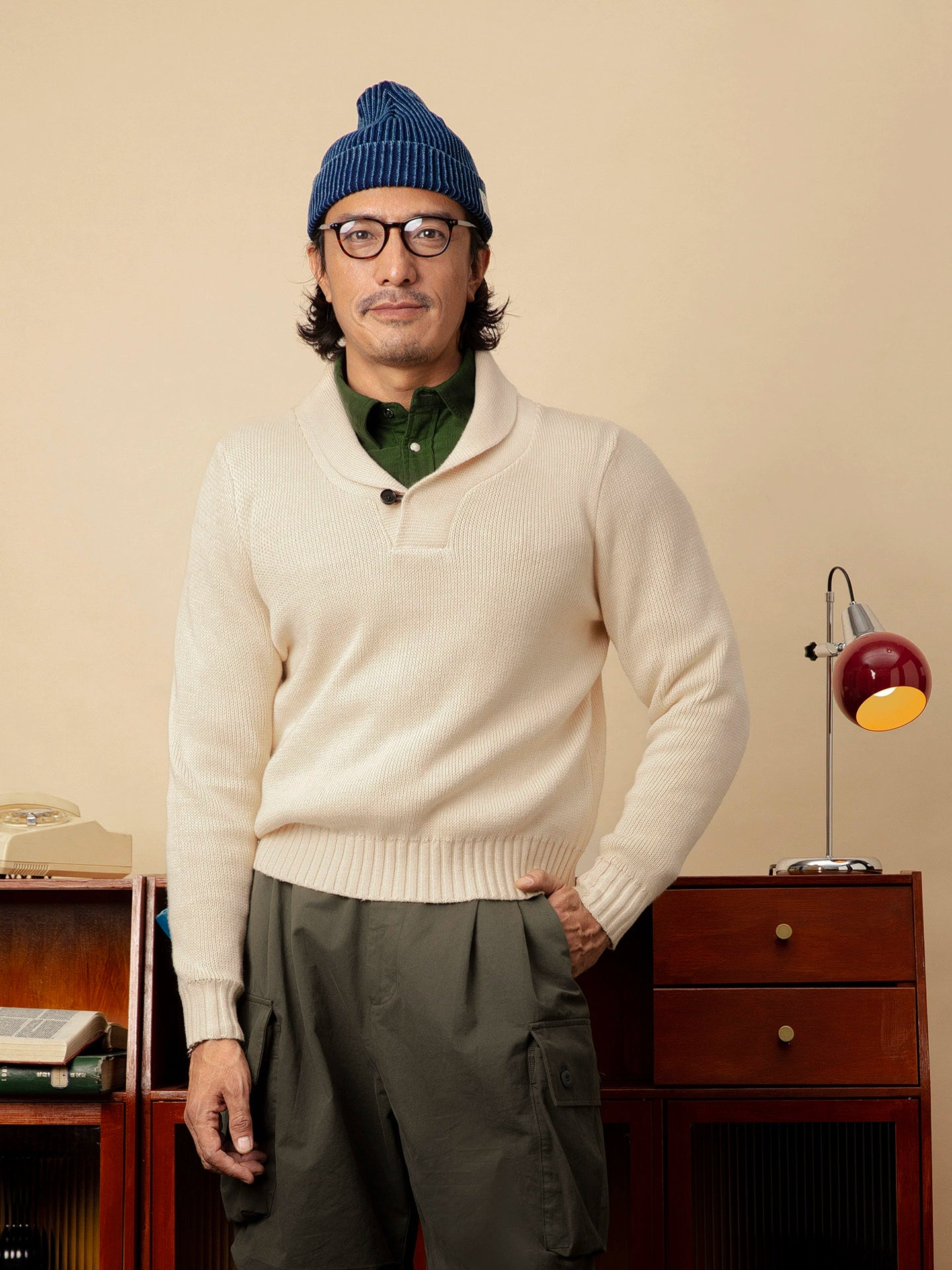 SOARIN英伦复古青果领毛衣男华夫格套头休闲简约百搭针织衫毛线衣