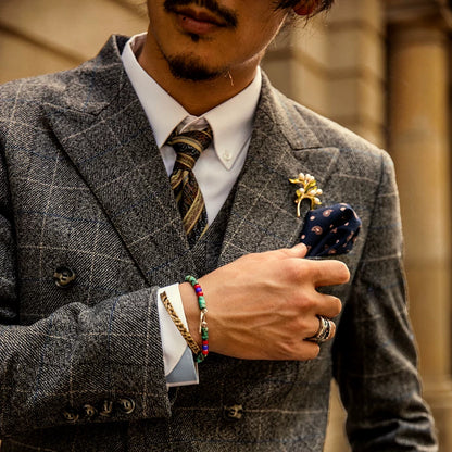 SOARIN British Retro Relaxed Fit Windowpane Plaid Woolen Double-Breasted Suit Jacket   DY63XZ12