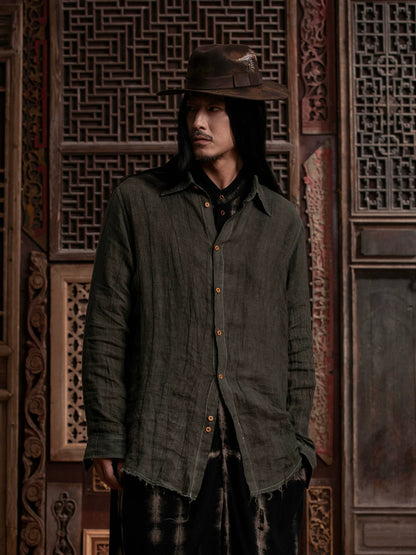 SOARIN WORLD Gai Yu Xia Series Loose Fit Pure Linen Shirt DCZ233TC152