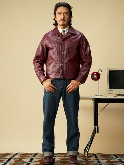 SOARIN美式复古机车风皮衣夹克 阿美咔叽休闲翻领飞行员短款外套