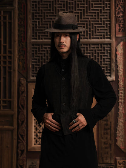 SOARIN WORLD gai yu xia Series Slim Fit Linen Blend Waistcoat DCZ243TB86