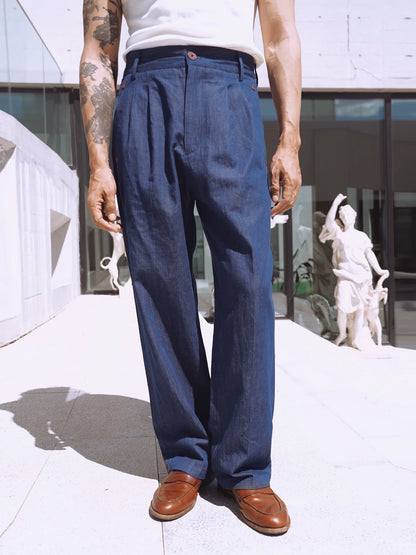 SOARIN Casual Vintage Loose Fit Cotton Linen Blend Trousers YAOZ262TF257