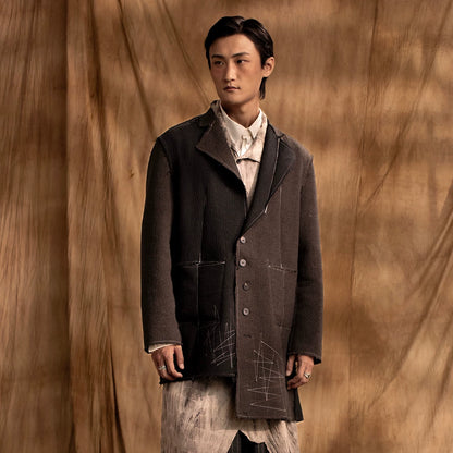 SOARIN Gai Yu Xia Series Relaxed Fit Wool Blend Asymmetric Deconstructed Coat DCZ233TXZ20