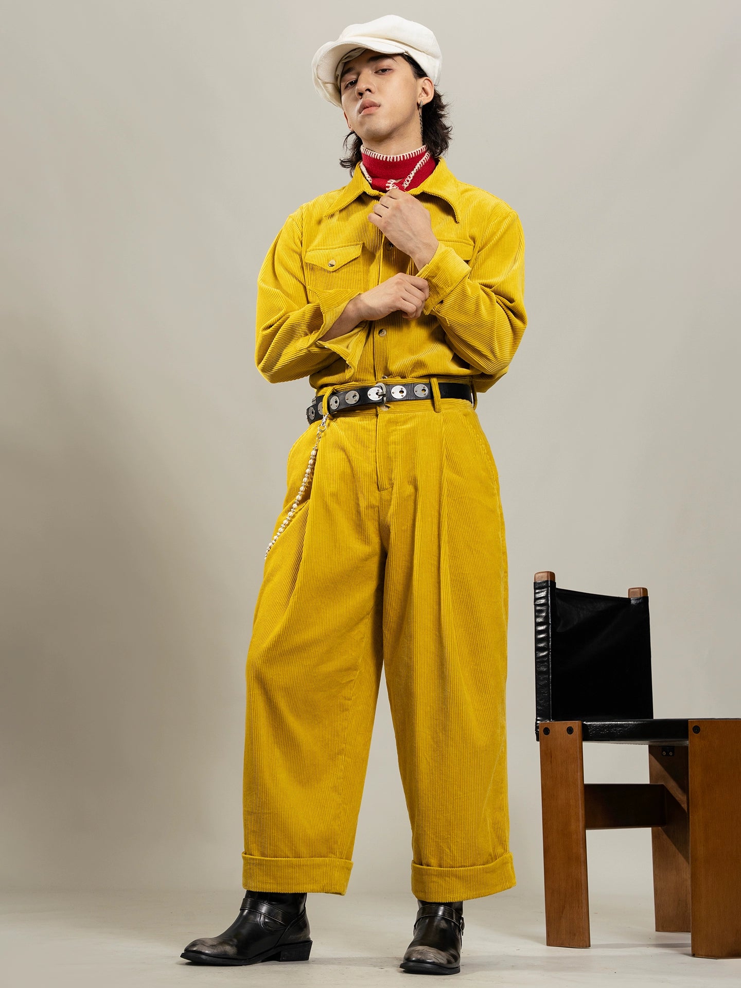 SOARIN美式复古灯芯绒长裤男 巴恩风冬季保暖重磅直筒宽松休闲裤