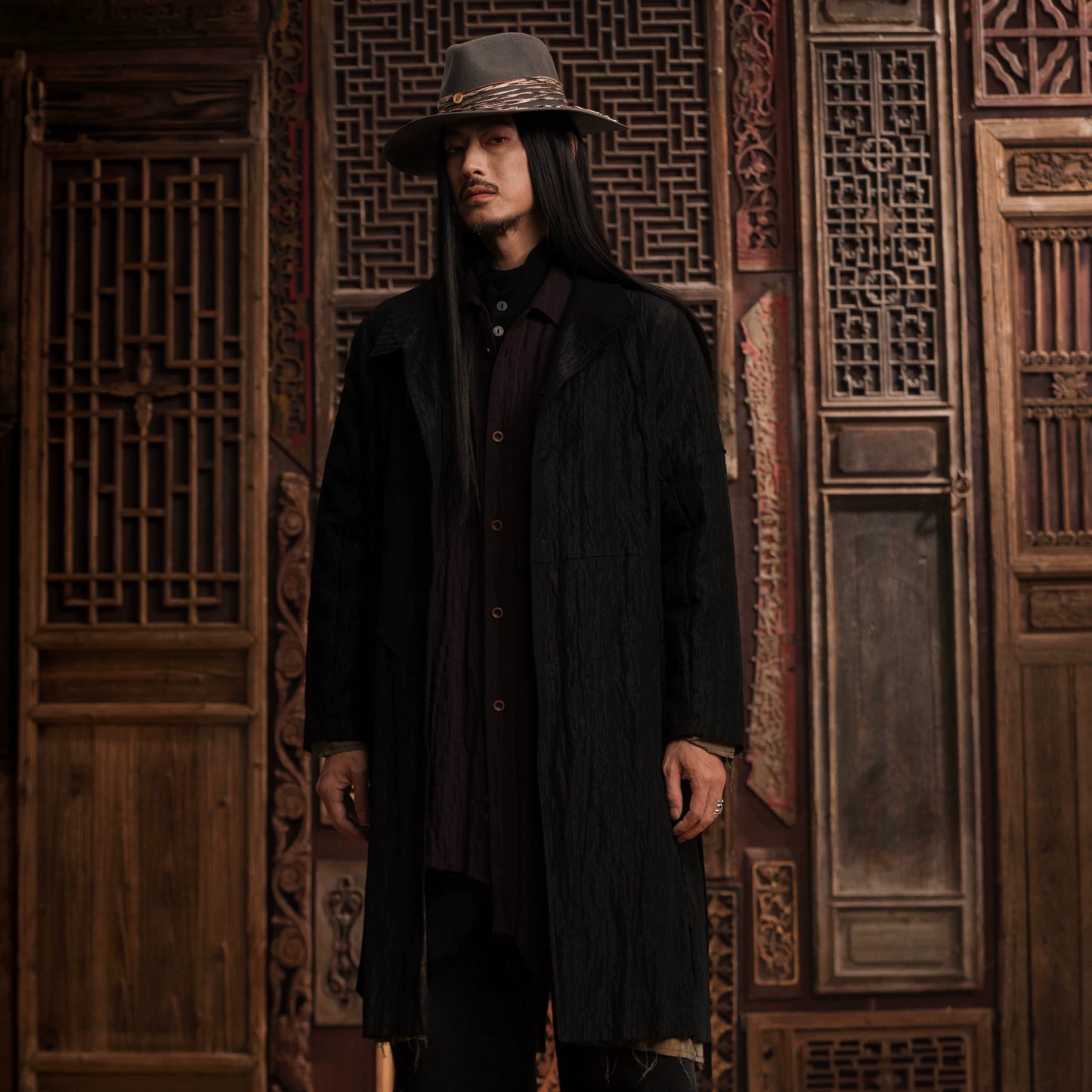 SOARIN Gai Yu Xia Series Straight Crinkled Textured Trench Coat DC243TDY42