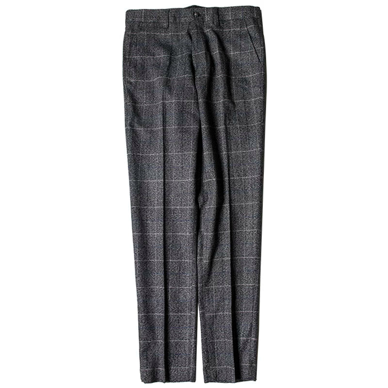 SOARIN British Retro Straight Fit Windowpane Plaid Woolen Suit Trousers  DY63F15