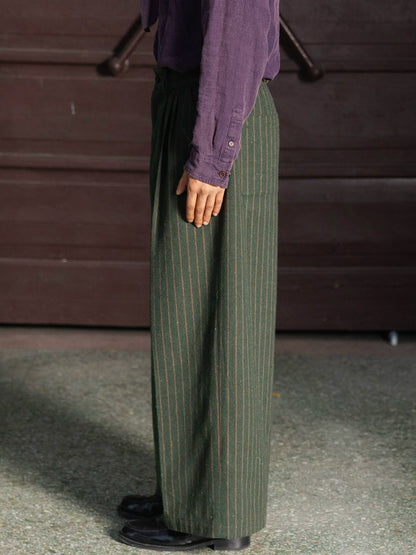 SOARIN  British Vintage Loose Fit Wool Blend Trousers YAOZ253TF251