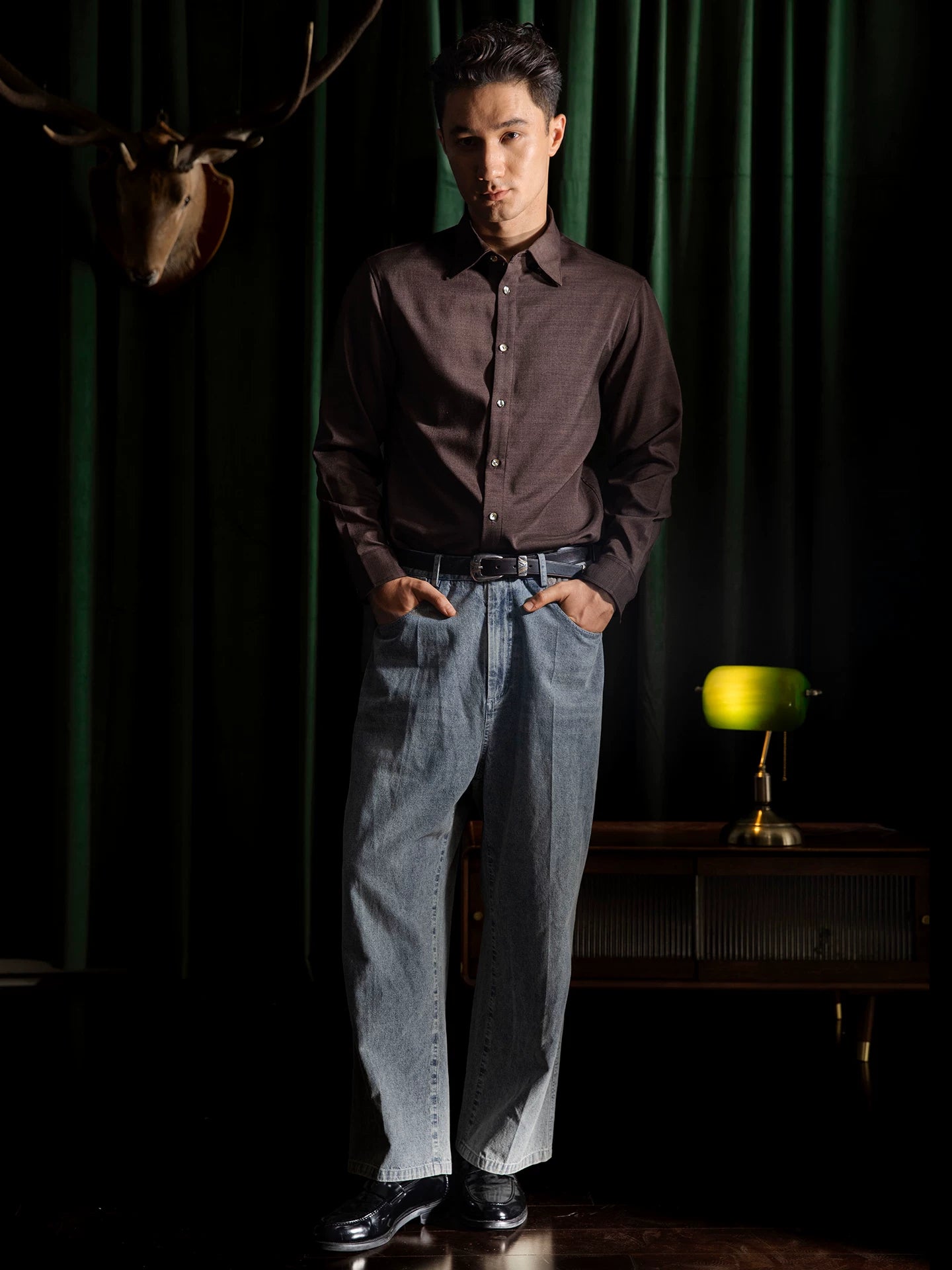 SOARIN Ivy Style Slim Fit Textured Blend Shirt JITZ2537C449
