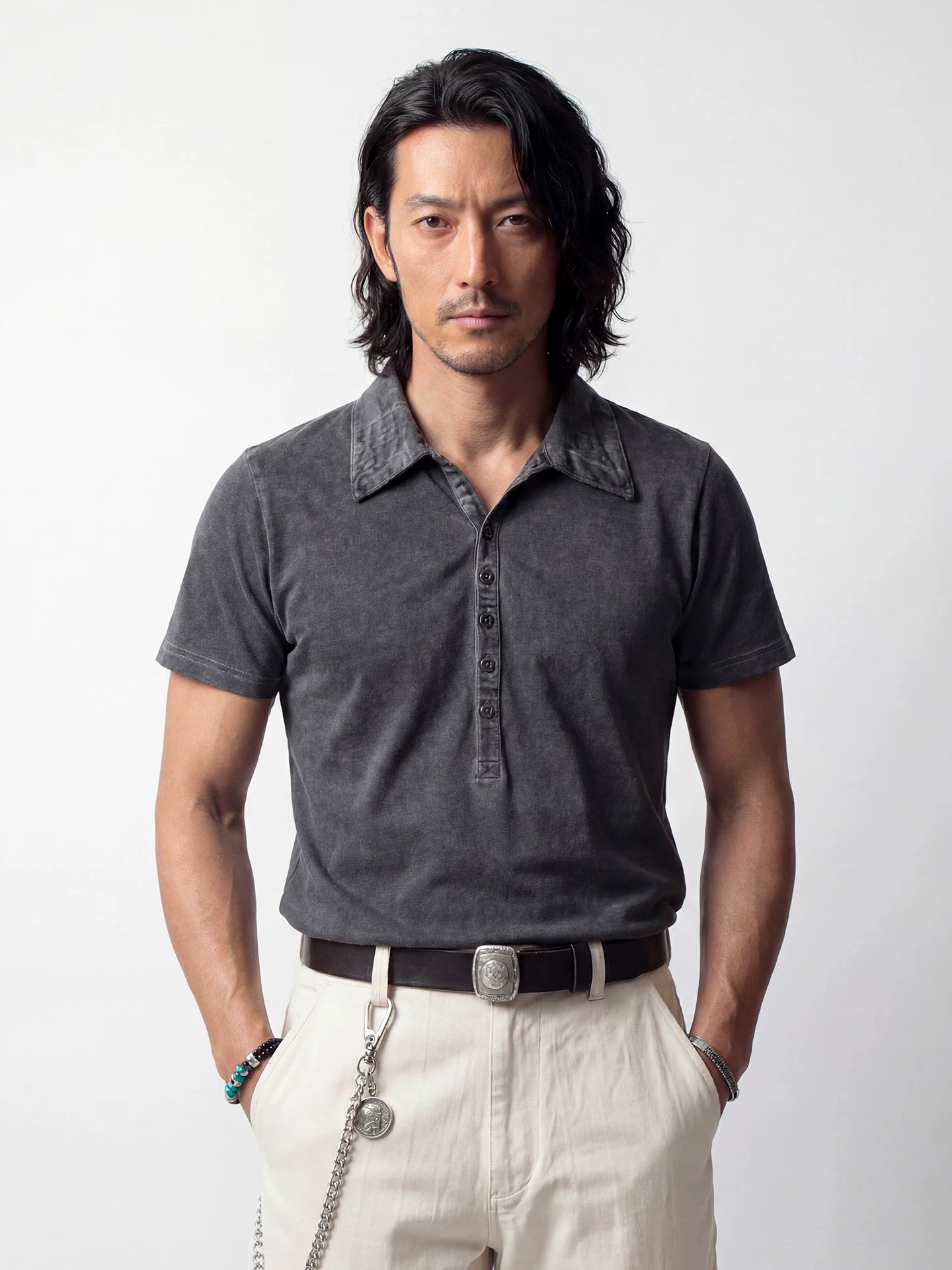 SOARIN Casual Vintage Slim Fit Cotton Short Sleeve Polo Shirt Z92T203