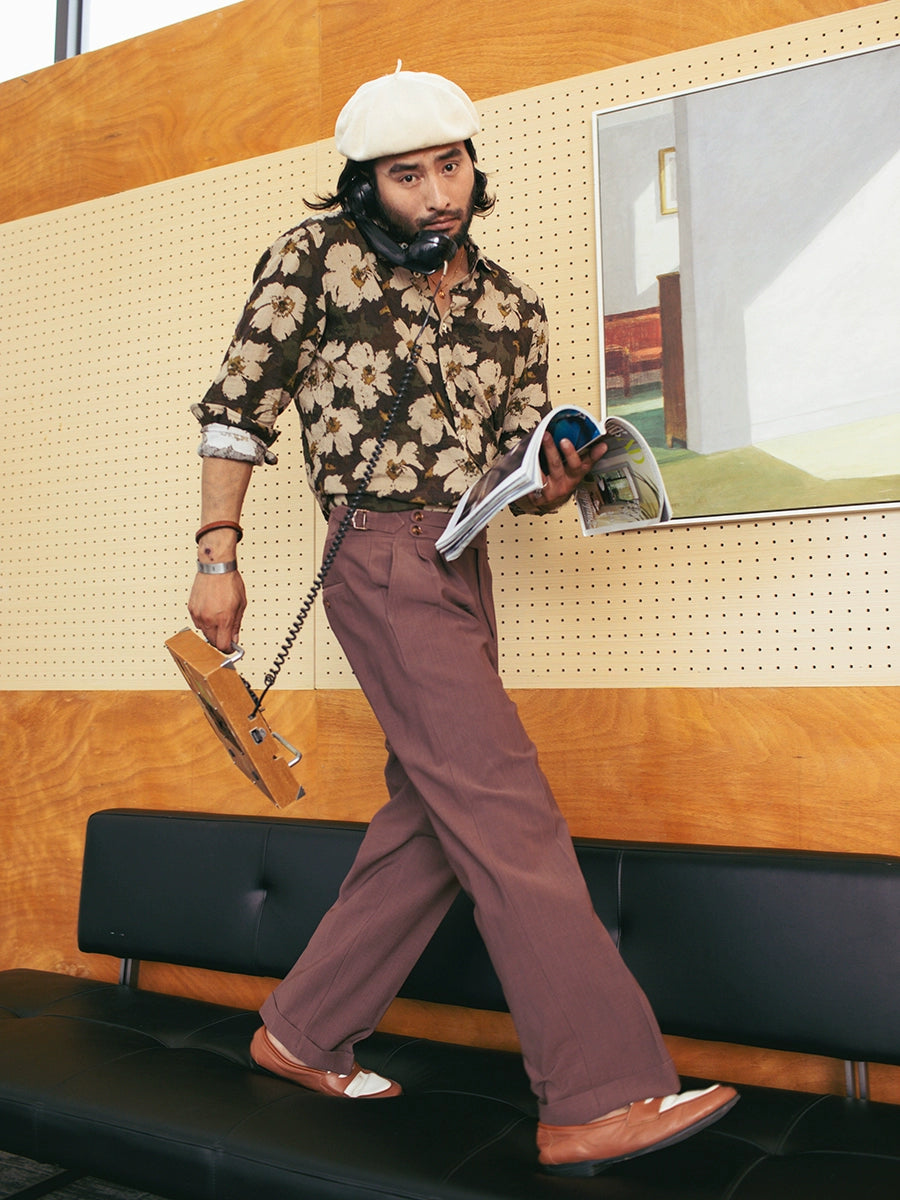 SOARIN意式复古那不勒斯高腰裤男巴黎扣简约百搭垂感商务西装长裤