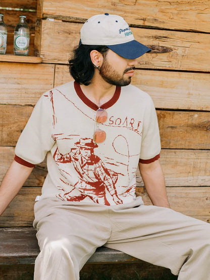 SOARIN Resort Retro Regular Fit Cotton Knit T Shirt YAOZ2524T26