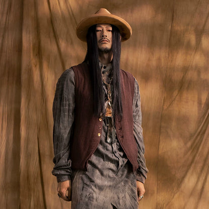 SOARIN WORLD gai yu xia Series Reversible Slim Fit Textured Blend Fabric Vest DCZ233TB30