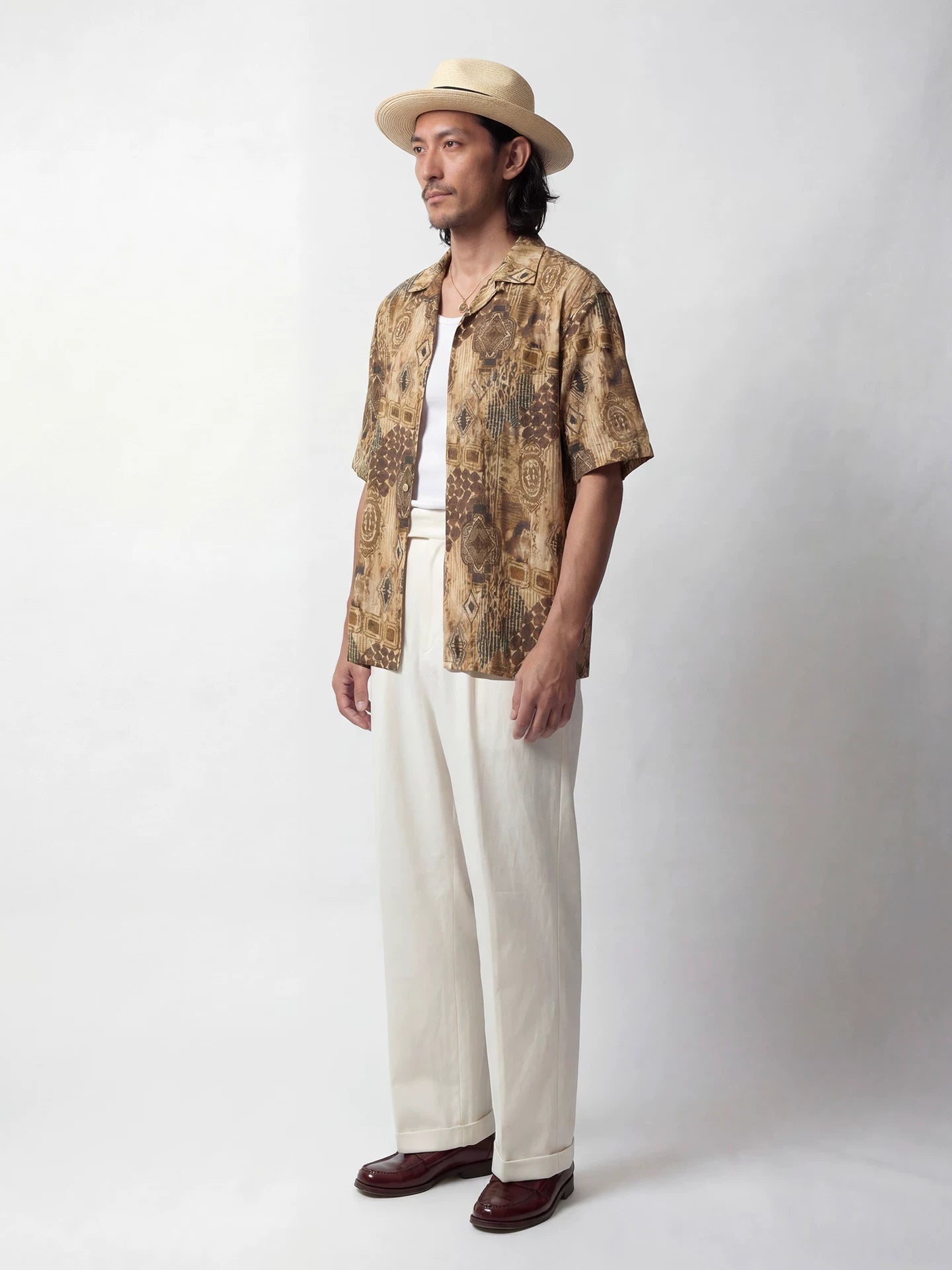 SOARIN Casual Vintage Relaxed Fit Lyocell Viscose Nylon Short Sleeve Shirt HMC12